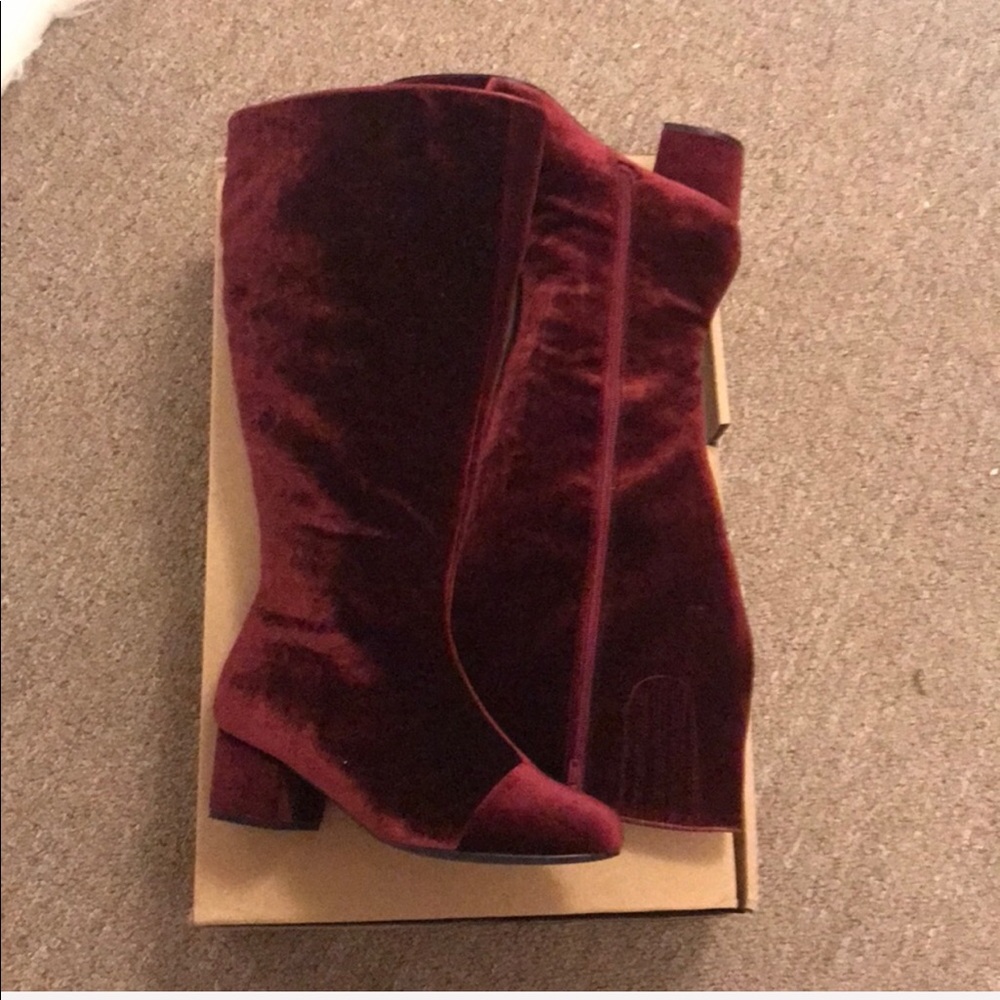 Velvet Burgundy Boots